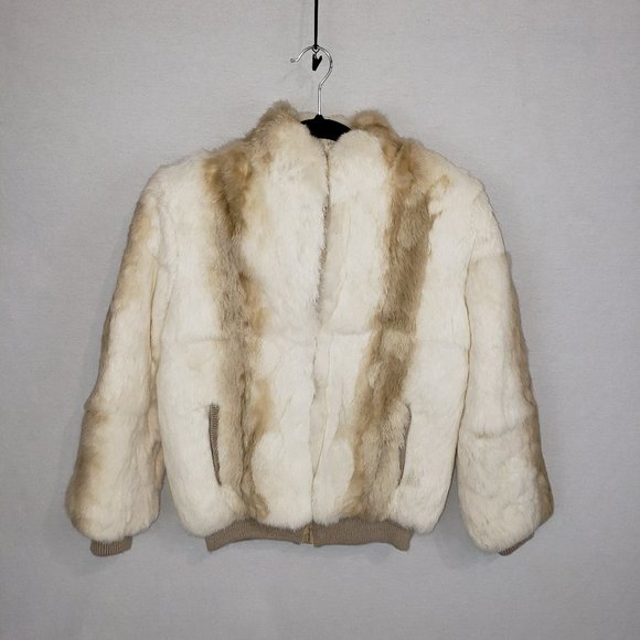 Jackets & Blazers - SAKOWITZ Beautiful Vintage Cream and Tan Fur Jacket. Size S . Excel. Condition.
